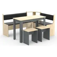 VCM EsalMaxi eethoek met hoekbank antraciet, eik decor.