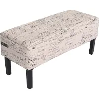 MCW Bank opbergkist Renens stof/textiel 95x36x44 cm MVG-gecertificeerd ~ belettering crème