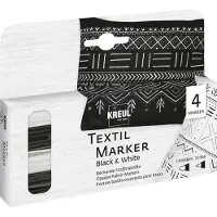 Kreul 92751 Textile Marker Black & White Set Set textielstiften 2 mm Black & White 4 stuks
