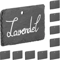 Relaxdays plantenlabels - set van 10 - hangend - moestuin bordjes - leisteen