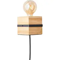 Brilliant Wandlamp Benny Zwart Met Hout