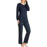 Hajo dames pyjama blauw met print | Maat 52/54