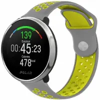 Strap-it Ademend siliconen sport bandje - geschikt voor Polar Unite / Ignite / Ignite 2 / Ignite 3 / Pacer - grijs/geel