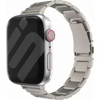 Strap-it Luxe 'slim' metalen band - geschikt voor Apple Watch Series 1/2/3/4/5/6/7/8/9/10/11/SE/SE2/SE3 - slank RVS stalen bandje voor de iWatch maat: 38 / 40 / 41 / 42mm - sterrenlicht/starlight