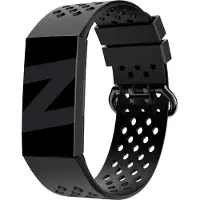 Bandz sport band 'Sport Air' geschikt voor Fitbit Charge 3 / Charge 4 - Hoogwaardig siliconen materiaal bandje - Ideaal voor sportief gebruik - zwart siliconen bandje - maat L