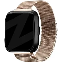 Bandz Milanese loop band geschikt voor Fitbit Versa / Versa 2 - Hoogwaardig gevlochten stalen materiaal smartwatchbandje - Milanees bandje met magneetsluiting - roségoud gevlochten stalen bandje