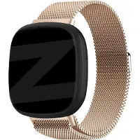 Bandz Milanese loop band geschikt voor Fitbit Versa 3 / Sense - Hoogwaardig gevlochten stalen materiaal smartwatch bandje - Milanees bandje met magneetsluiting - roségoud gevlochten stalen bandje
