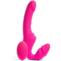 Platanomelón Isa Vibrator voor Lesbisch Koppel - Dubbele Penetratie - Siliconen - Fuchsia