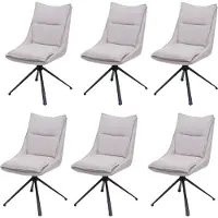 Mendler Set van 6 eetkamerstoelen -N71, keukenstoel, draaibaar met automatische terugvering, stof/textiel (420g/m²) Oeko-Tex ~ crème-beige