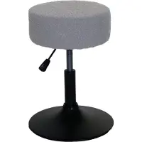 MCW Kruk -C22, kruk make-up kruk, in hoogte verstelbaar draaibaar Ø 37cm stof/textiel bouclé (450g/m²) ~ grijs