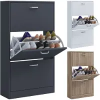 VCM Houten plank Kipper schoenenrek Schoenenkast Schoenenkipper 3 kleppen Sipos L