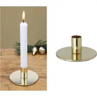 Novaliv Stokkaarsenhouder metalen kandelaar goud 10x5cm tafeldecoratie kerstdecoratie schaal kaarsenhouder tafelkaarsen adventskrans kaarsenspeld scandic chic kaarsenbord decoratieve schaal