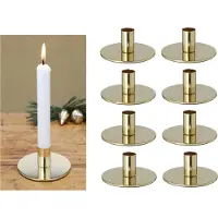 Novaliv 8x kaarsenhouders goud metaal 10x5cm kerst adventskrans kaarsenhouder stokkaarsen kandelaar scandinavisch chic tafeldecoratie woondecoratie retro decoratieve schaal kerstdecoratie kaarsenhouder