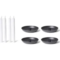 Novaliv 4X kaarsenhouders 15cm metalen stokkaarshouder ZWART met batterijgevoede stokkaarsen LED-kaarsen Premium tafelkaarsen Kaarsenhouder Adventskrans Kersttafeldecoratie
