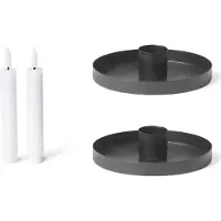 Novaliv set van 2 kaarsenhouders, diameter 6 cm, mat ZWART met LED-kaars, flikkerende vlam, kaarsenhouder, adventskrans, scandic chic, kaarsenbord, decoratieve schaal, tafelkaarsen, kerstdecoratie