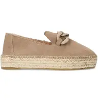 Manfield Taupe suède espadrilles met chain | Maat 42