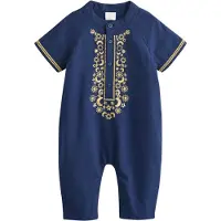 Next Rompertje/body navy / geel