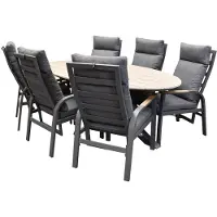 AVH-Collectie Kota Salvador dining tuinset ovaal verstelbaar 220x115xH75 cm 7 delig polywood