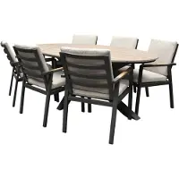 AVH-Collectie Lola Salvador dining tuinset ovaal 220x115xH75 cm 7 delig polywood