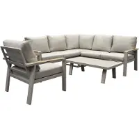 AVH-Collectie Lola hoek loungeset 5-delig aluminium zand latte