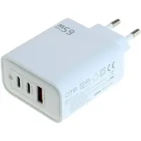 OTB USB lader | 2x USB-C PD + 1x USB-A QC | GaN | 65W | wit