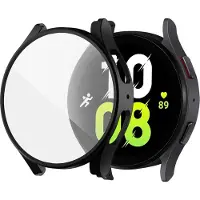 Strap-it Hard case bescherming - Stevig PC hoesje met glasplaat geschikt voor Samsung Galaxy Watch 5 44mm - zwart