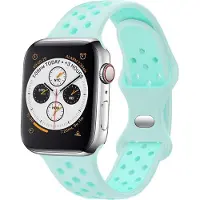 Strap-it Classic Sportbandje - Geschikt voor Apple Watch bandje - Series 1/2/3/4/5/6/7/8/9/10/11/SE/SE2/SE3 - Turquoise - Siliconen bandje sport - Sport Loop iWatch bandje maat: 38 / 40 / 41 / 42mm