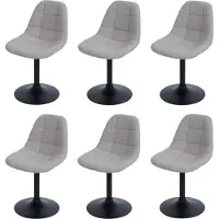 Mendler Set van 6 eetkamerstoelen -A60, keukenstoel, draaistoel, staal MVG stof/textiel bouclé (450 g/m²) ~ taupe