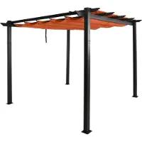 Mendler Aluminium pergola -N93, tuinpaviljoen, stevig frame van 8 cm, schuifdak, UV50+, 3x3 m ~ terracotta
