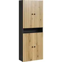 Trendteam Dubbele geribbelde badkamerkolom met 4 deuren en 1 open vak l70 cm purebliss