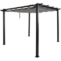 Mendler Aluminium pergola -N93, tuinpaviljoen, stevig frame van 8 cm, schuifdak, UV50+, 3x3 m ~ grijs