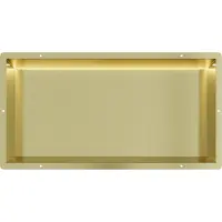 Guido Gusto Mat goud RVS Inbouwnis 30x60x10cm met tegelflens en LED verlichting