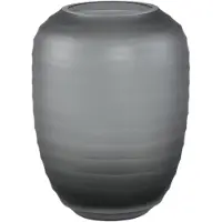 Ptmd Nadah Grey Round Ribbed Glass Vase Low