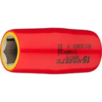 Hazet Dopsleutel · geïsoleerd 900KV-15 · 1/2 inch (12,5 mm) vierkant hol · Buiten-zeskant-tractieprofiel · SW 15 mm