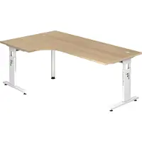 Hjh OFFICE PRO MEGA 82 W - Hout C Voet zilver 200 x 120 Tafelhoogte I In hoogte verstelbaar Eiken/Wit