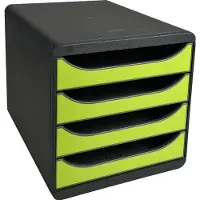 Exacompta Ladebox Big Box Iderama anijsgroen, 4 open lades, A4/A4+/24x32 cm, geruisloos, veiligheidsstop Vragen