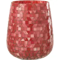 J-Line Windlicht mozaiek driehoek glas rood/roze large