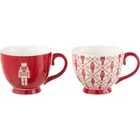 Jline Doos 2 mokken notenkraker cadeaudoos keramiek rood