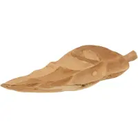 J-Line Schaal blad teak hout naturel medium