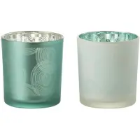 J-Line Theelichthouder spiralen glas mix small assortiment van 2
