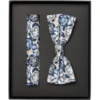 Venti Vlinderdas en zakdoek set blauw, Motief
