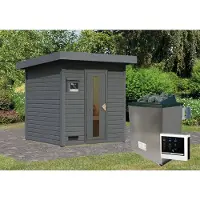Karibu | Hytti 2 Buitensauna | Terragrijs | Kachel 9 kW Externe Bediening