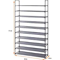 Lowander XXL schoenenrek 10-laags - Schoenenkast | Schoenen opbergsysteem - 40 tot 60 paar schoenen - Zwart