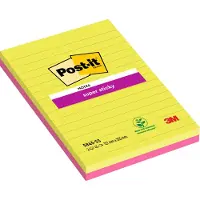 Post-It Super Sticky Notes 203 x 127 mm Kleurenassortiment Rechthoekig Gelinieerd 2 Stuks à 45 Vellen