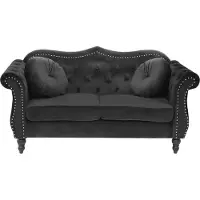 Beliani SKIEN - Chesterfield bank - Zwart - Fluweel