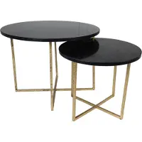 HSM Collection -ronde bijzettafel s/2-ø61x45/ø46x39--marmer/metaal