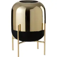J-Line Windlicht op voet glas zwart small