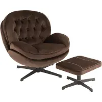 Jline Relax zetel+ voetbank metaal/textiel donker bruin
