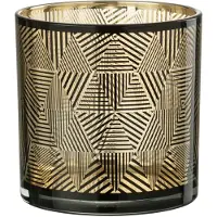 J-Line windlicht Driehoeken Strepen - glas - bruin - medium