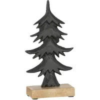 J-Line Dennenboom ori op voet hout aluminium zwart large